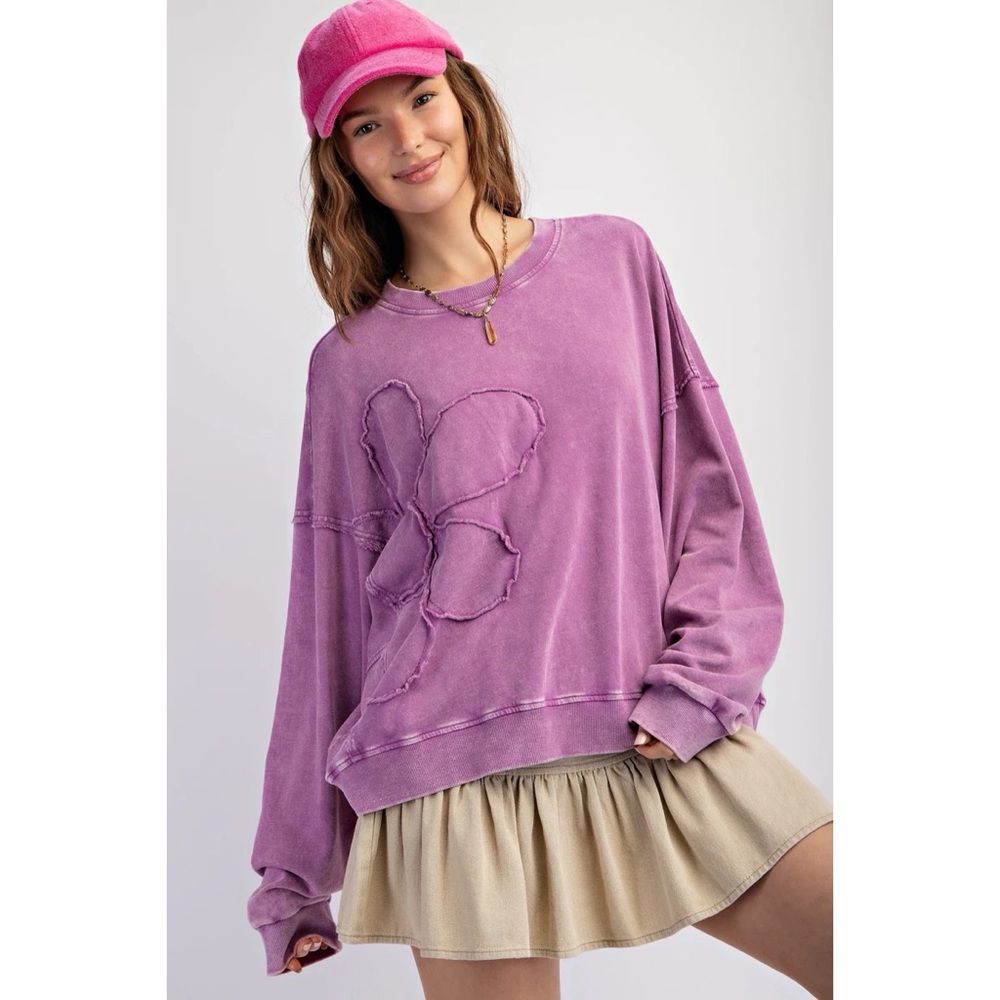 Easel Flower Patch Oversized Pullover Small - image 1